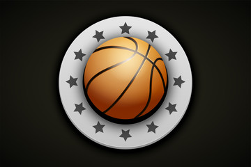 Premium Basketball Label. The symbol of competition and tournament. Vector Illustration isolated on white background.