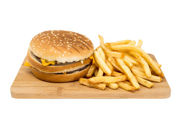 Cheese burger - American cheese burger with Golden French fries