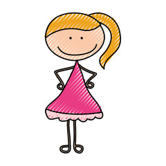cute girl drawing character vector illustration design
