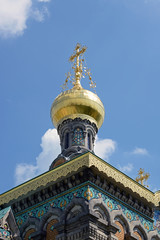 Fototapeta na wymiar Detail der russischen Kapelle Darmstadt Mathildenhöhe