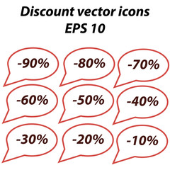 Set of special offer sale outline tags. Isolated discount offer price label, vector symbol for advertising campaign in retail, promo marketing, 10-90% off discount sticker, ad offer on shopping day