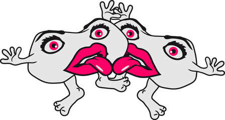 freundin lesbisch 2 freunde team paar liebe verliebt pärchen frau weiblich hübsch mädchen girl sexy hot süß niedlich hässlich monster böse horror halloween grinsen