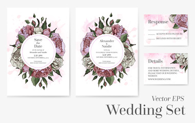Vector set of wedding templates.