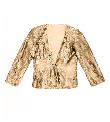 sequin blazer in gold isolated on white background