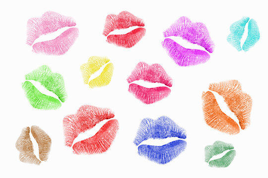 colorful lipstick kisses
