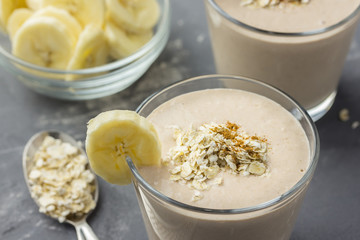 Cocoa banana almond milk smoothie. 