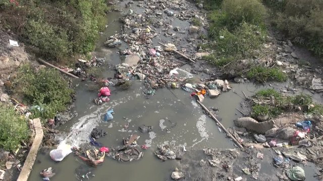 Water pollution in Nepal capital Kathmandu sacred river Bagmati