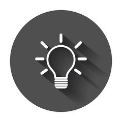 Light bulb icon. Idea flat vector illustration. Icons for design, website with long shadow.