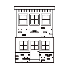 monochrome silhouette house of two floors vector illustration