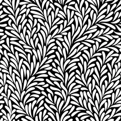 Papier peint Noir et blanc géométrique moderne feuilles modèle sans couture