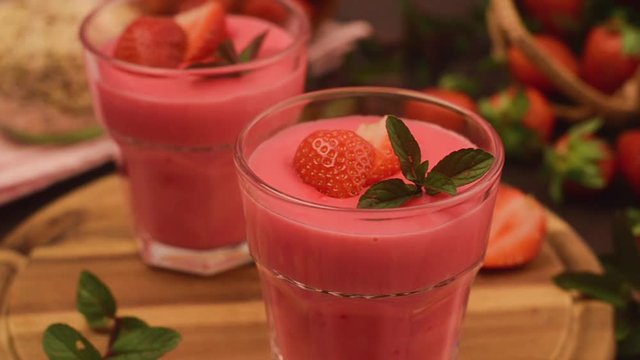pudding with strawberry