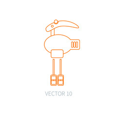 Line flat vector kitchenware icons - mixer. Cutlery tools. Cartoon style. Illustration and element for your design. Equipment for food preparation. Kitchen. Household. Cooking. Cook. Blender.