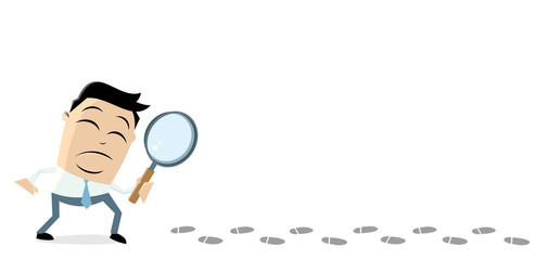 asian businessman investigating suspicious footprints