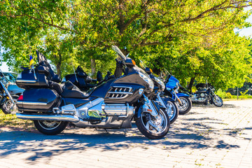 KANIV, UKRAINE - JUNE 3, 2017: A Festival Motorcycle International "Tarasova gora" annually attracts several thousand motorcyclists from different countries.
