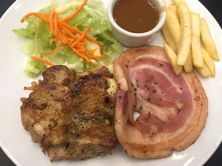 chicken steak and Ham steak