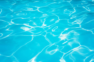 Beautiful ripple wave and blue water surface in swimming pool, Blue water surface for background