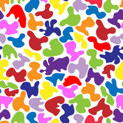Abstract pattern of paint stains. Colored on white. Vector illustration.