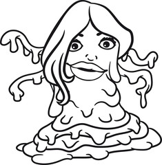 frau weiblich girl mädchen schleim klebrig ekelig horror halloween schleimer matschig glibber komisch lustig monster klein frech böse horror comic cartoon