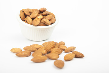 Almonds isolated on white background