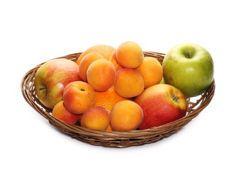  bowl of fresh fruit isolated on white background