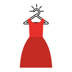 female suit hanging in hook vector illustration design