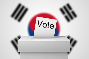 South Korea election ballot box and voting paper. 3D Rendering