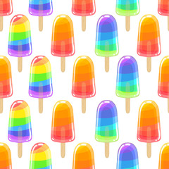Seamless sweet cool pattern with colorful choc. Rainbow eskimo. - 158510379