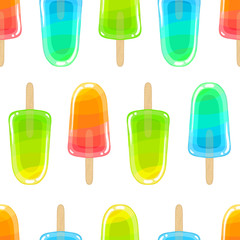 Seamless sweet cool pattern with colorful choc. Rainbow eskimo.