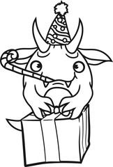 feiern party geburtstag tröte geschenk hut spaß drache süß niedlich komisch lustig monster klein frech böse horror comic cartoon