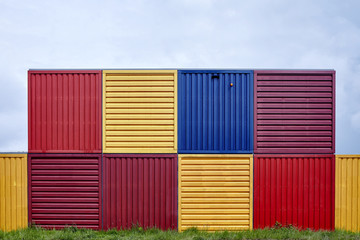 stacked containers colorful transportation