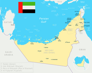United Arab Emirates - map and flag – illustration