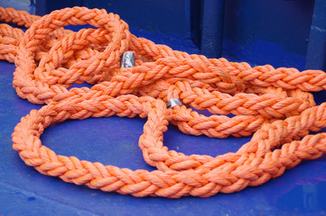 Orange rope on boat