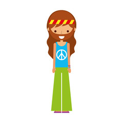 man hippie lifestyle character vector illustration design