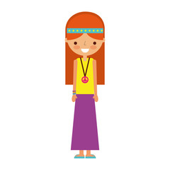 woman hippie lifestyle character vector illustration design