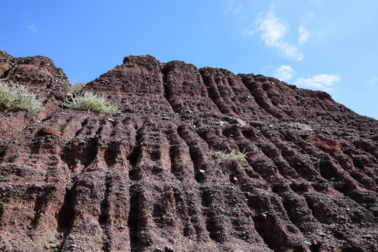 Geological Soil Cliffs Near The Harbour In Porto Santo, Madeira, Portugal