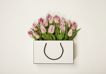 Tulips in shopping bag