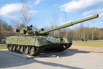 T-80 - the main battle tank of the Soviet Union close-up, sunny May day