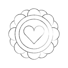 sticker with heart icon vector illustration design