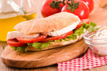 Puccia bread with mozzarella and tomato.