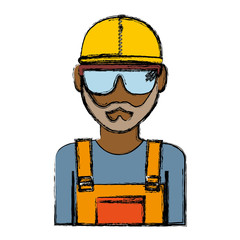 construction worker with safety goggles and helemt icon over white background colorful design vector illustration