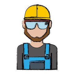 construction worker with safety goggles and helemt icon over white background colorful design vector illustration