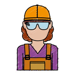 construction worker with safety goggles and helemt icon over white background colorful design vector illustration