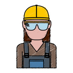 construction worker with safety goggles and helemt icon over white background colorful design vector illustration