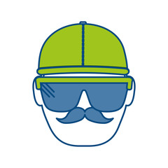 Naklejka premium construction worker with safety goggles and helemt icon over white background colorful design vector illustration