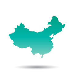China map vector illustration with shadow.