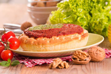 Calzone with walnuts and endive.