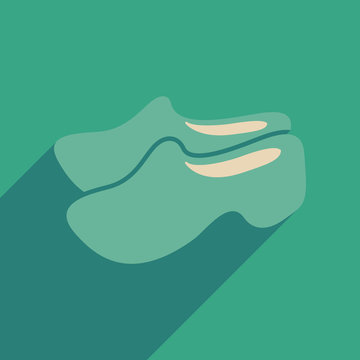Flat web icon with long shadow wooden shoes 