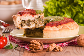 Calzone with walnuts and endive.