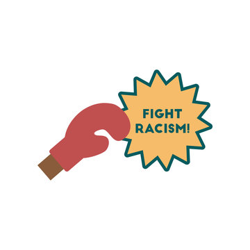 Flat web icon on white background racism fight