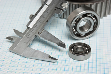 caliper with gears and bearings